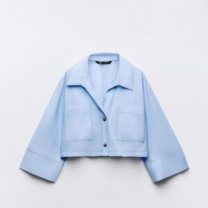 Zara Light Blue Women's Cropped blouse